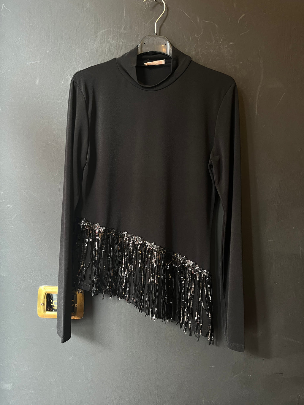 T-shirt con frange paillettes