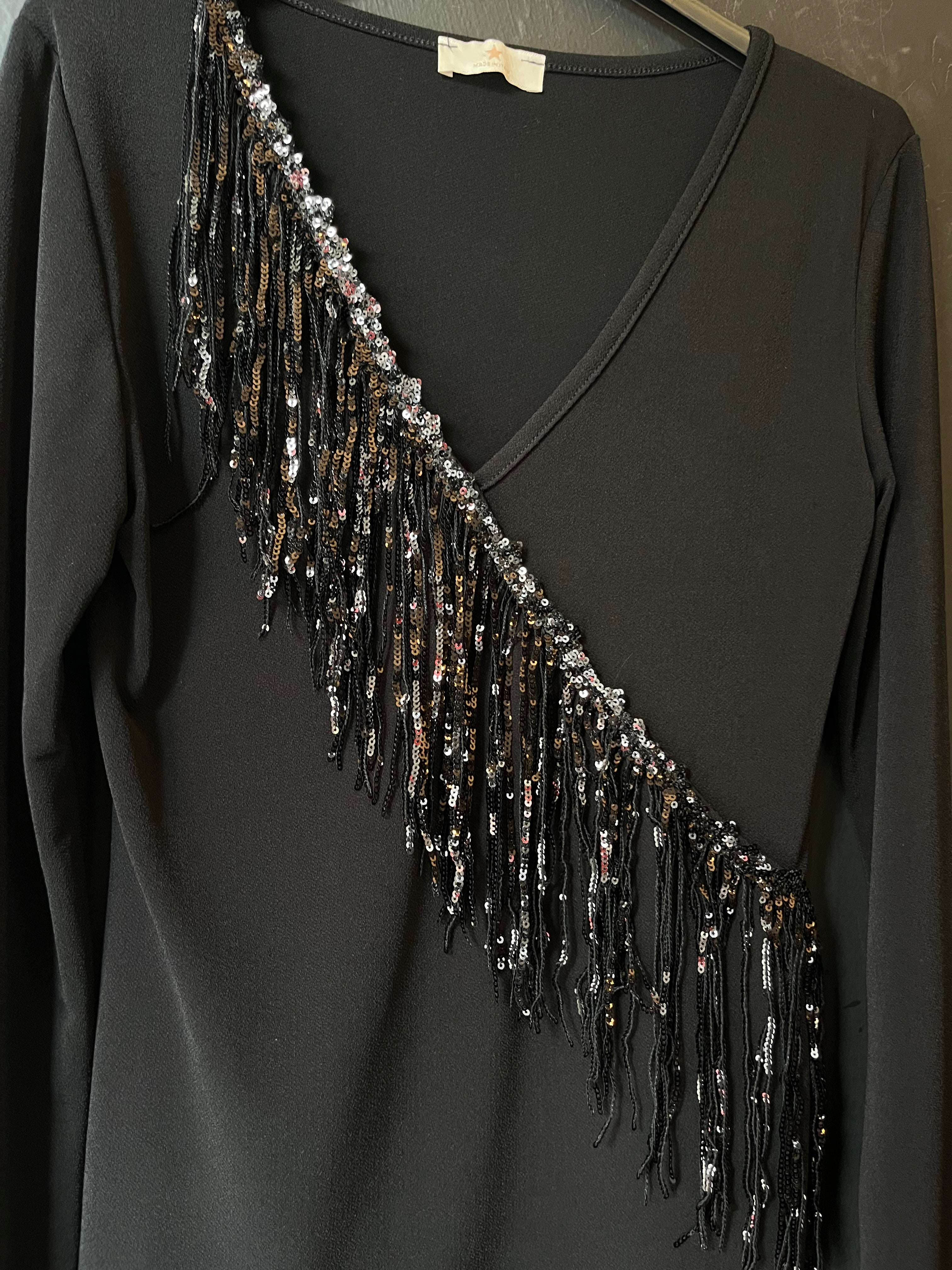 T-shirt con frange paillettes